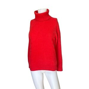 Vintage Duet Turtleneck Sweater Angora Wool Red Knit Soft Womens Size Large